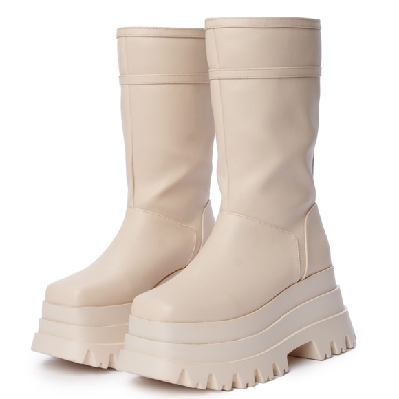 Nude lug sole platform Boots - Picture 1 of 5